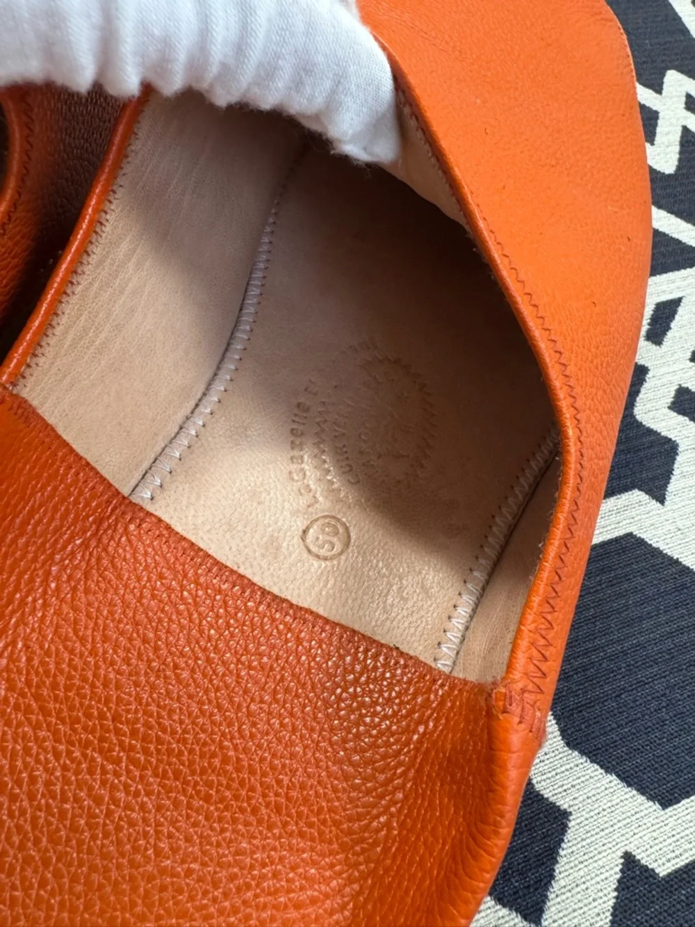 Moroccan Babouche Leather Slippers Mule Orange Handmade Men Sz 13